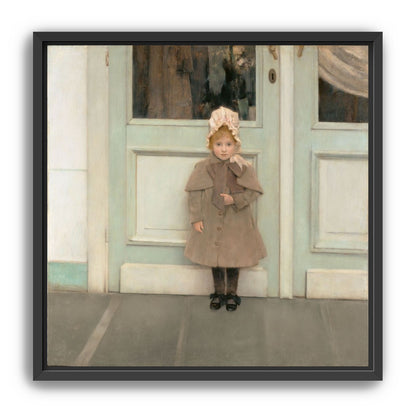 A child beneath pale doors