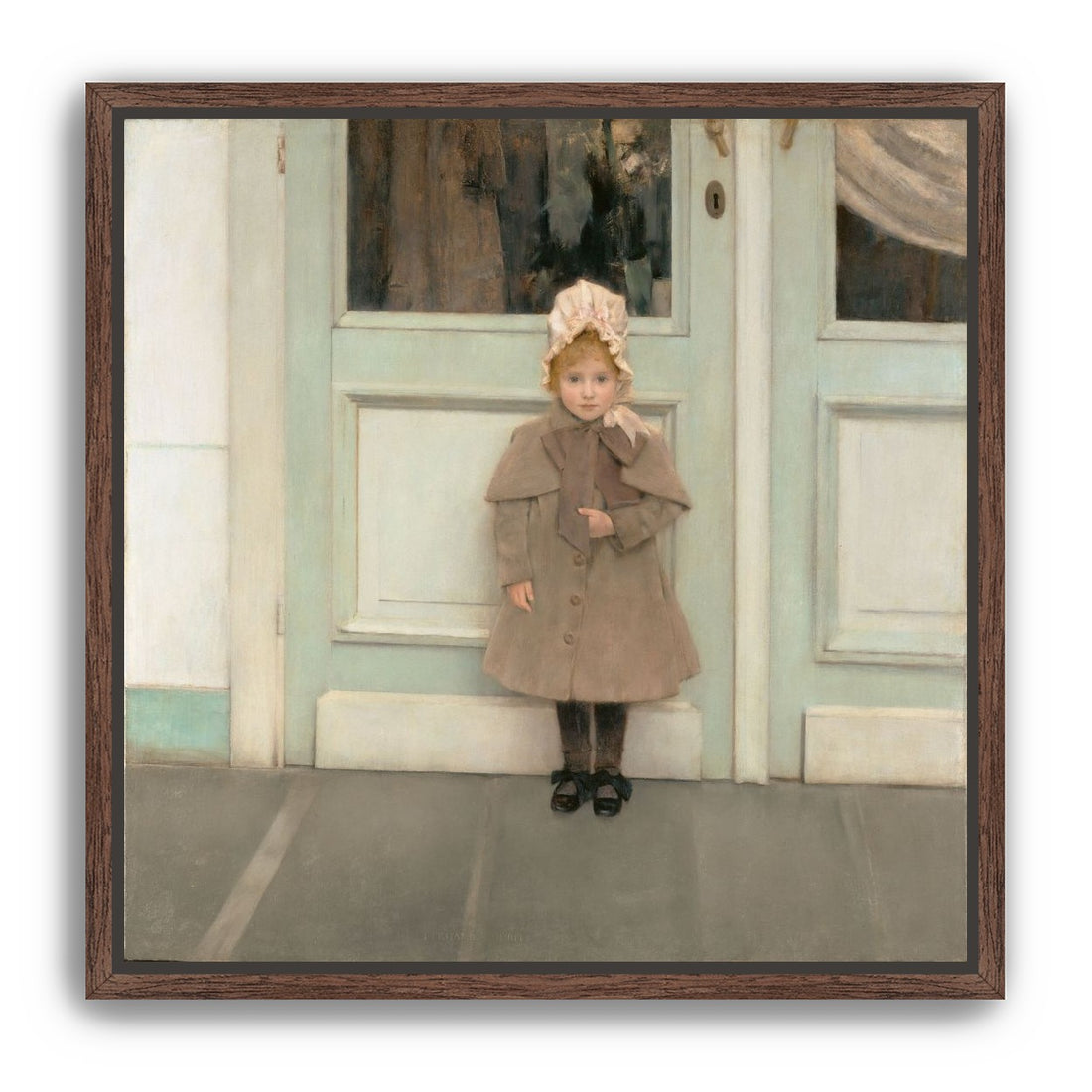 A child beneath pale doors