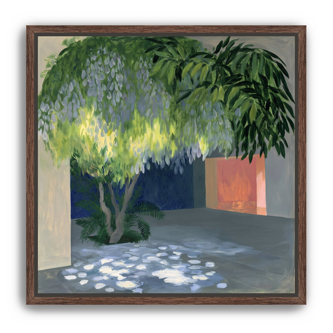 Spotted light under blossoms