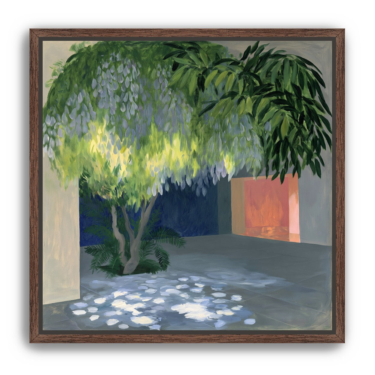 Spotted light under blossoms