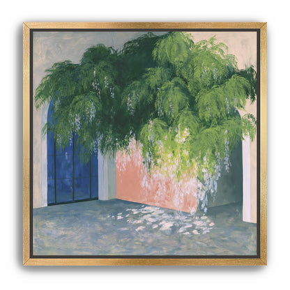 Blossoms over the blue door