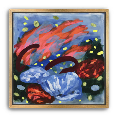 Layered brushstrokes with yellow ovals