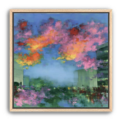 Neon clouds over rooftops