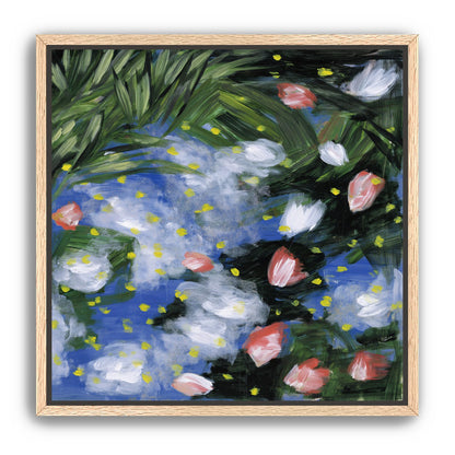 Yellow flecks on blue ground