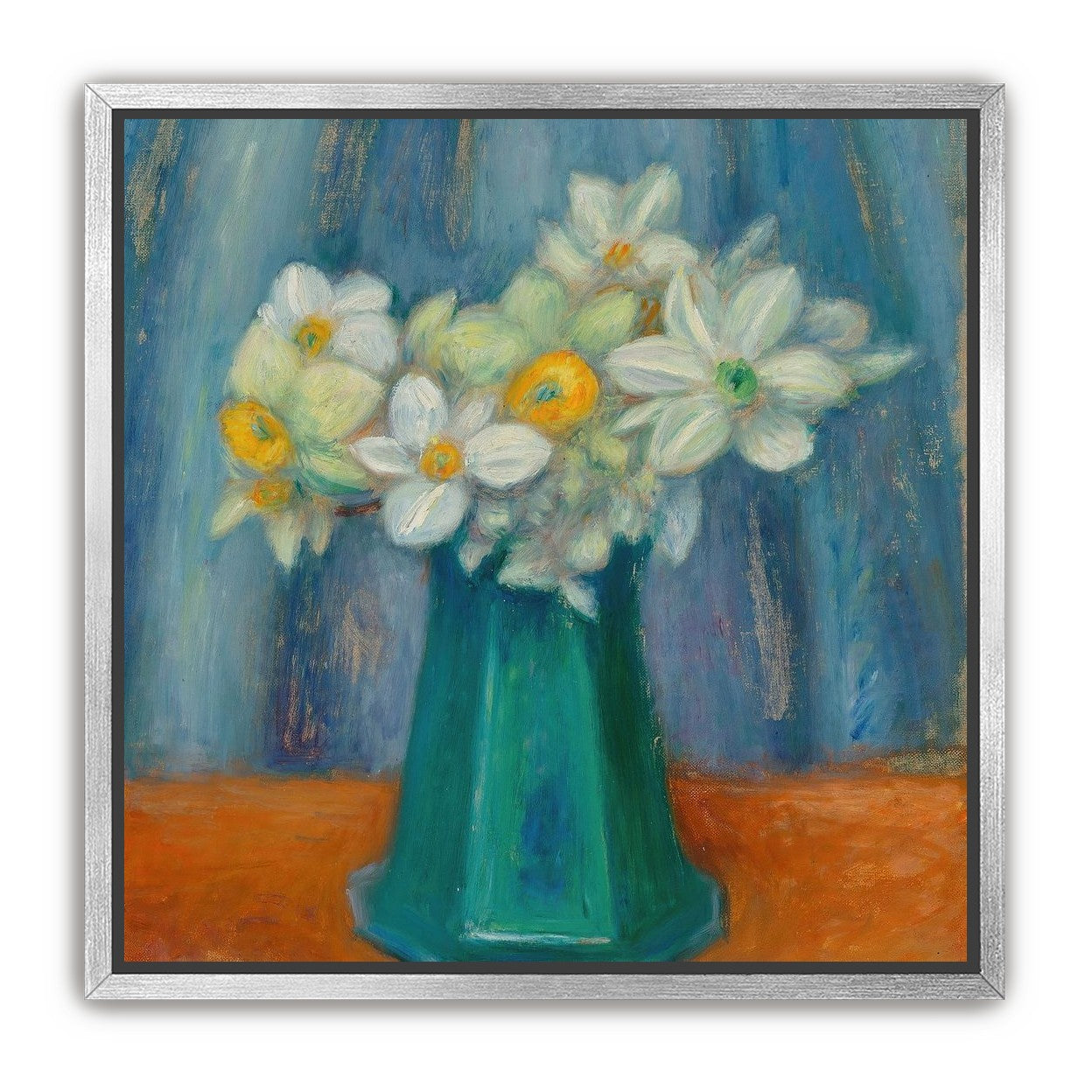 Daisies in green glass
