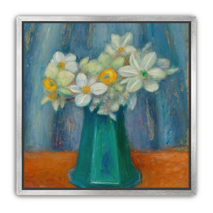 Daisies in green glass
