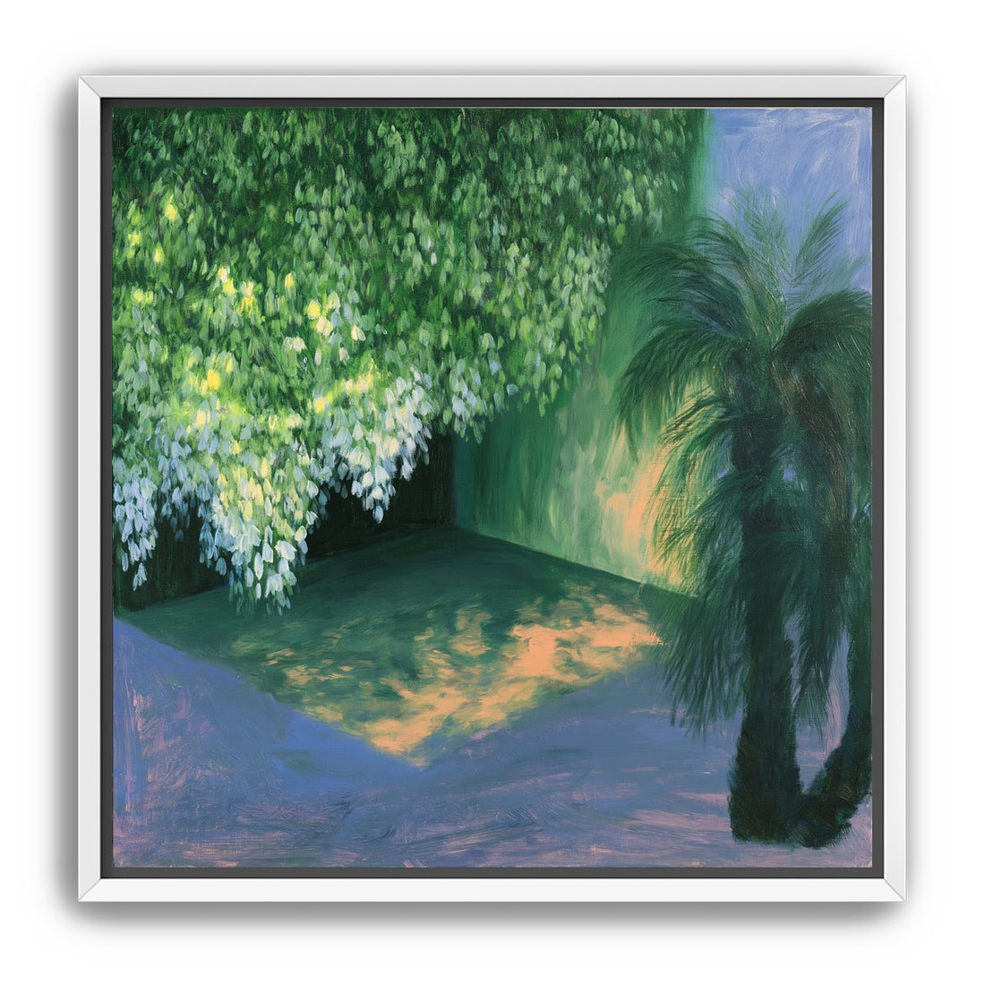 Yellow light on green pond