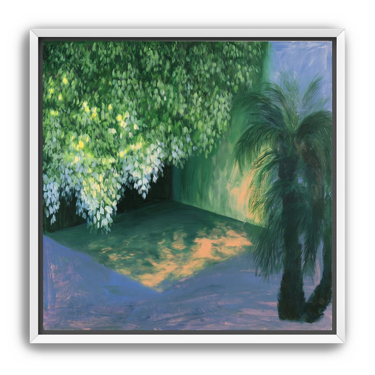 Yellow light on green pond