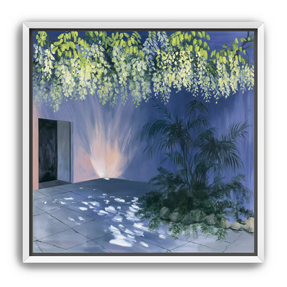 Light beneath hanging blossoms