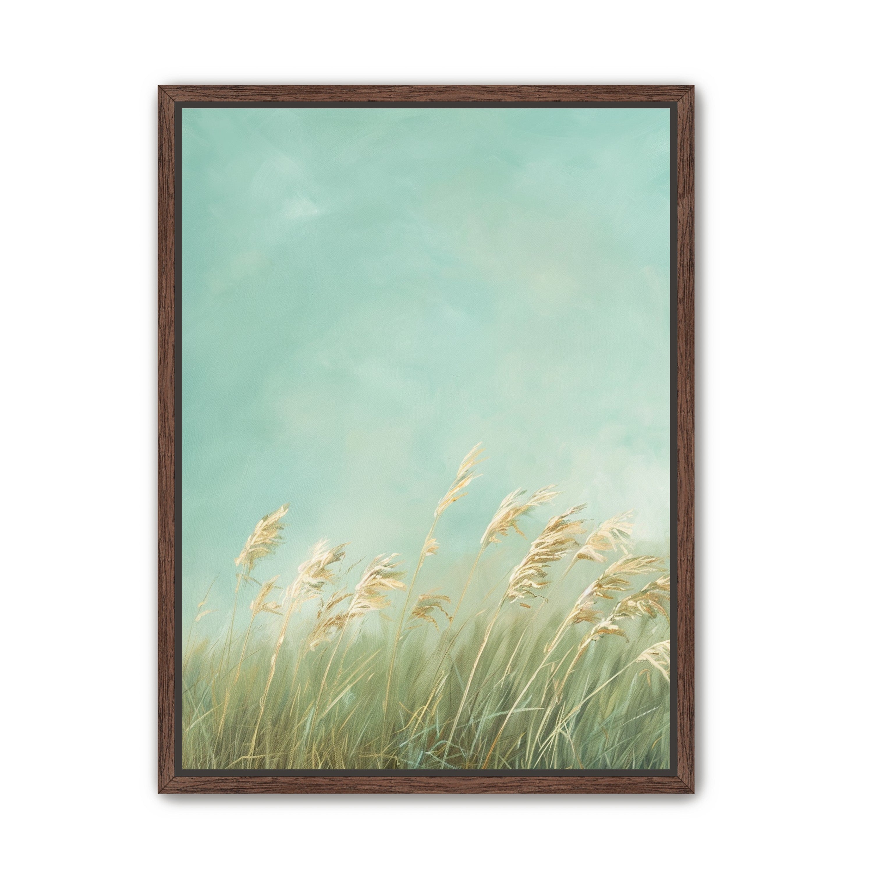 Turquoise sky over pale grass