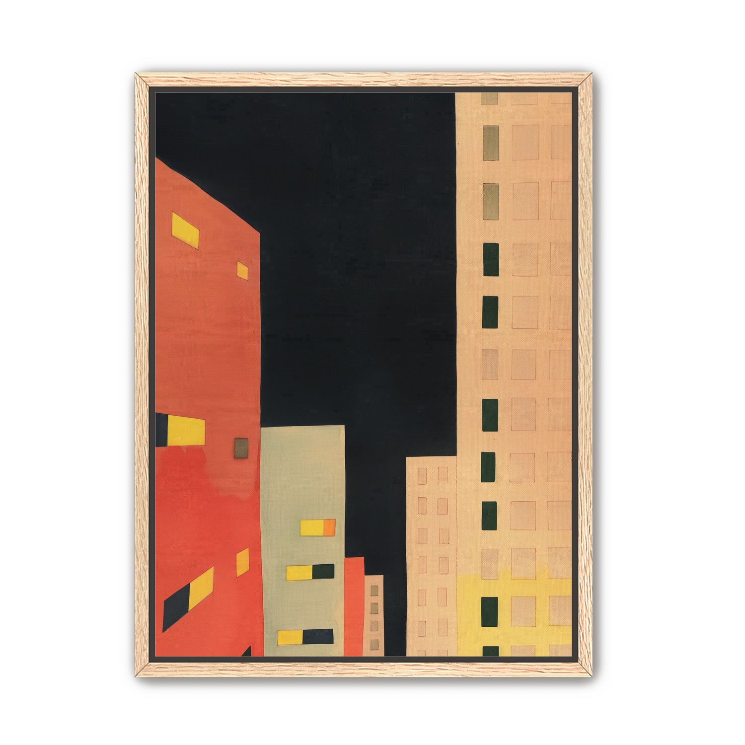 Lit windows in black sky