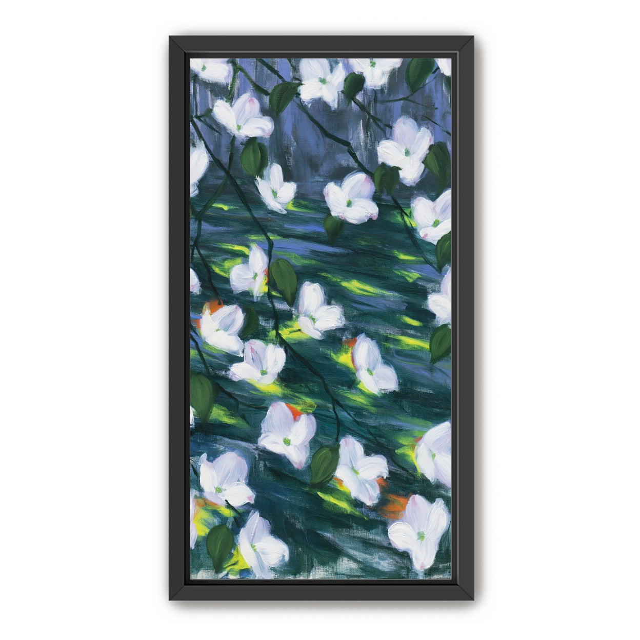 White blossoms on dark water