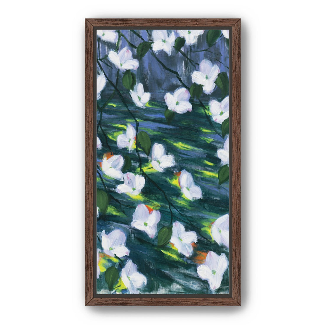 White blossoms on dark water