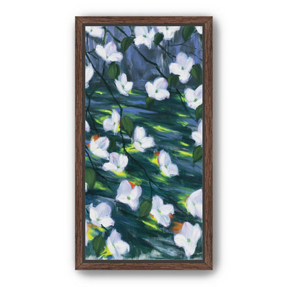White blossoms on dark water