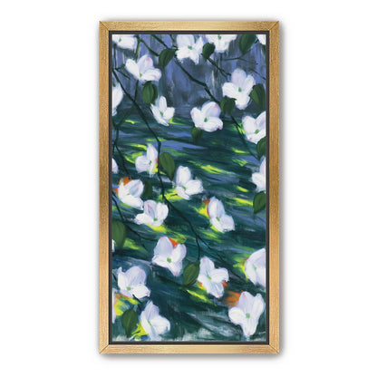 White blossoms on dark water