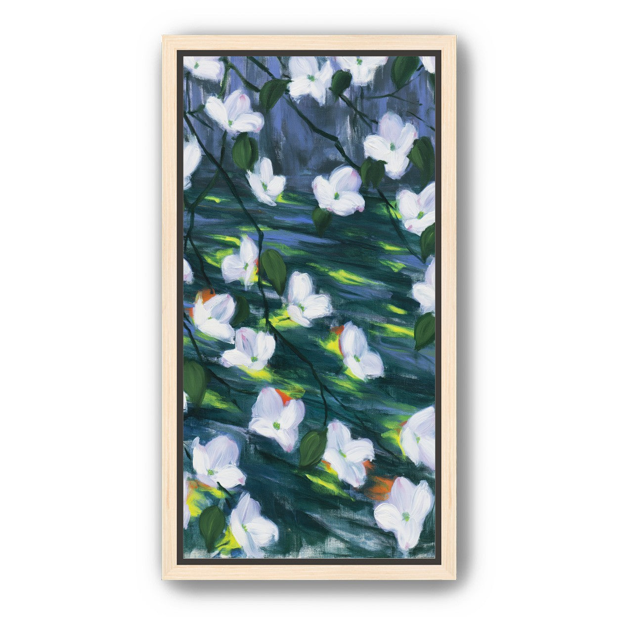 White blossoms on dark water