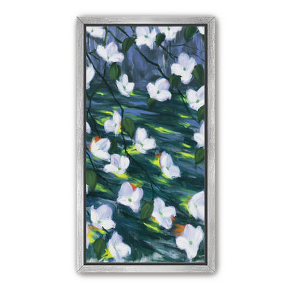 White blossoms on dark water
