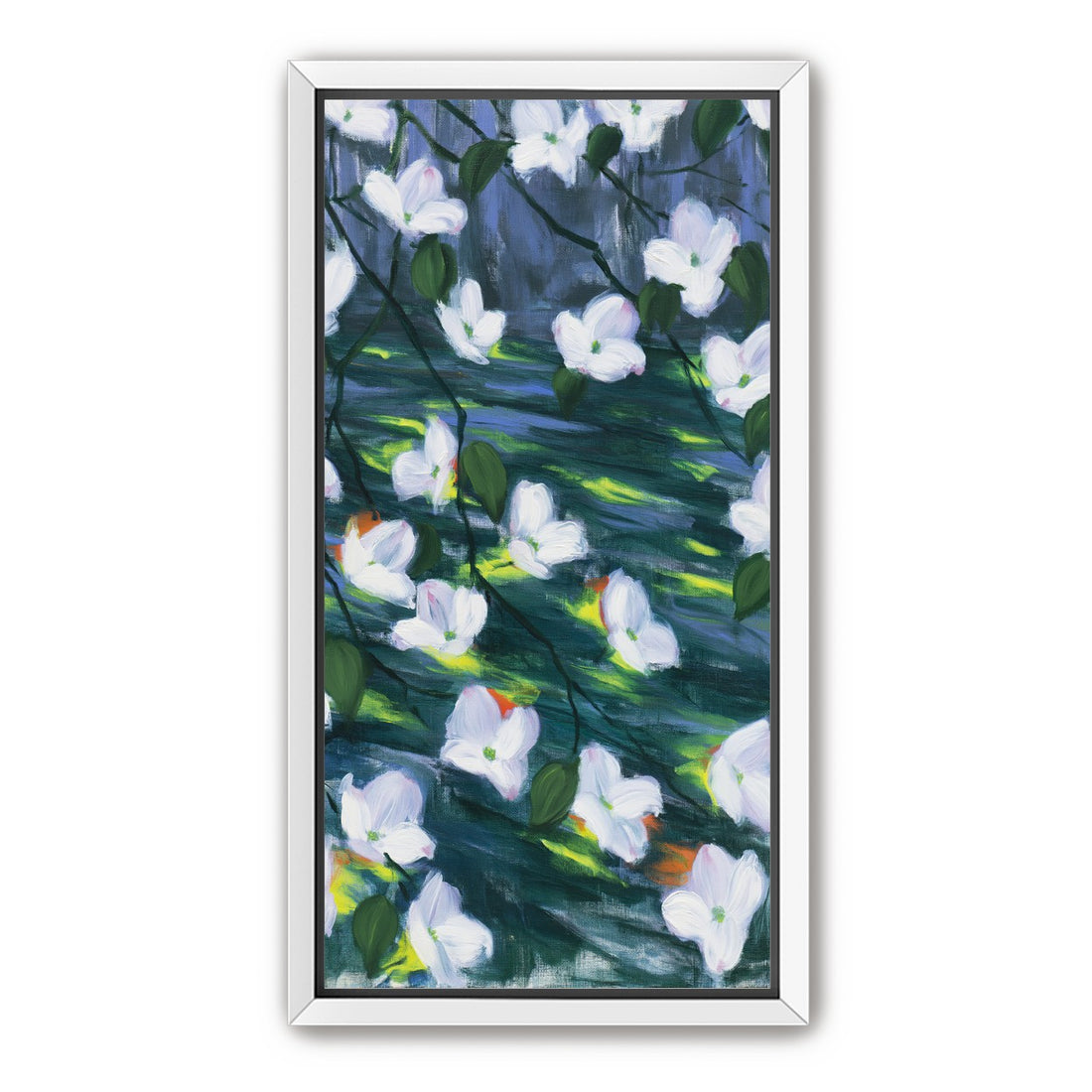 White blossoms on dark water