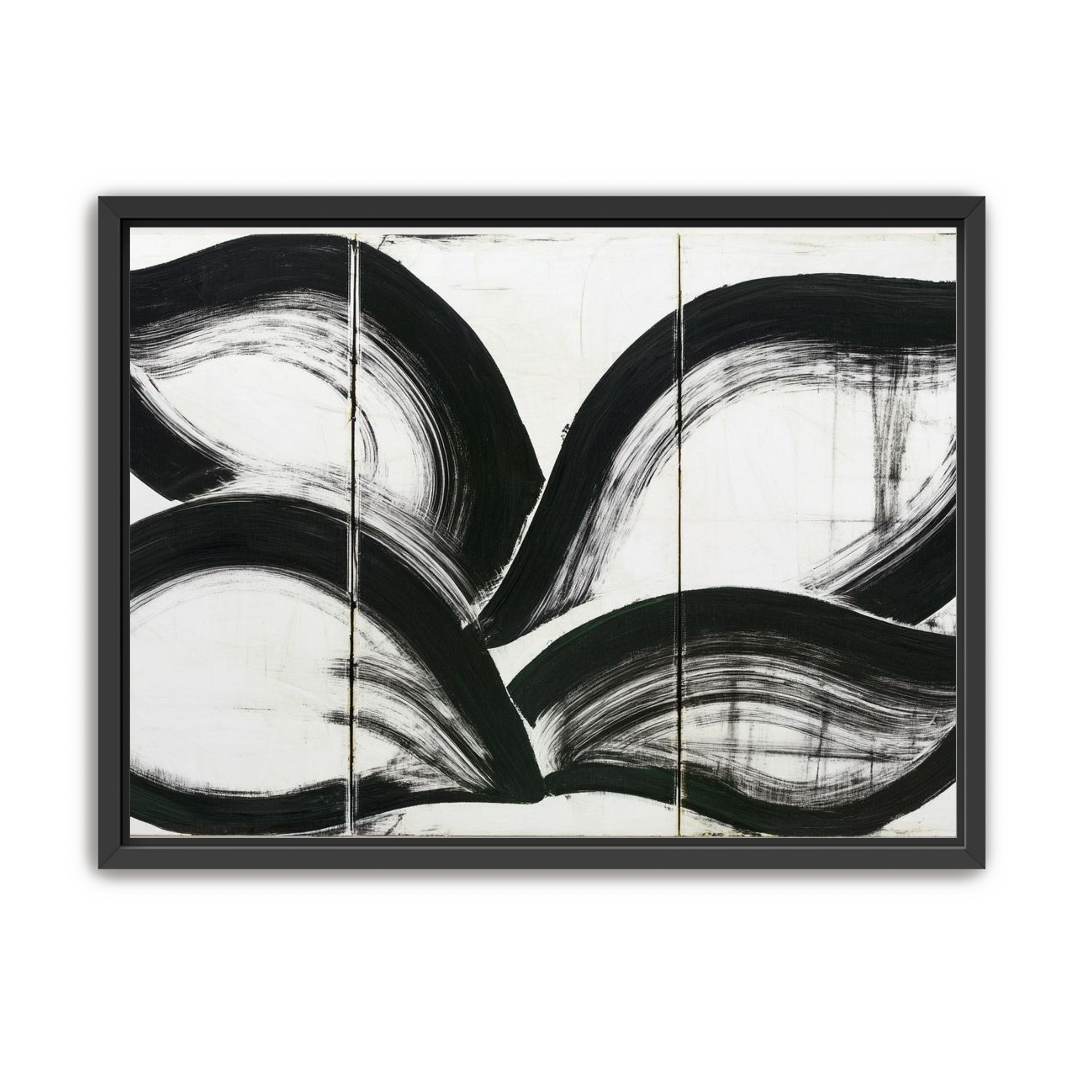 Black arcs across white panels