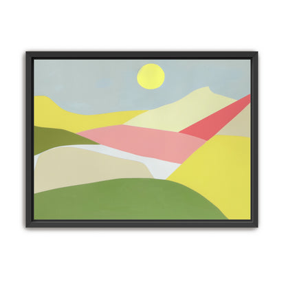 Yellow sun over red fields