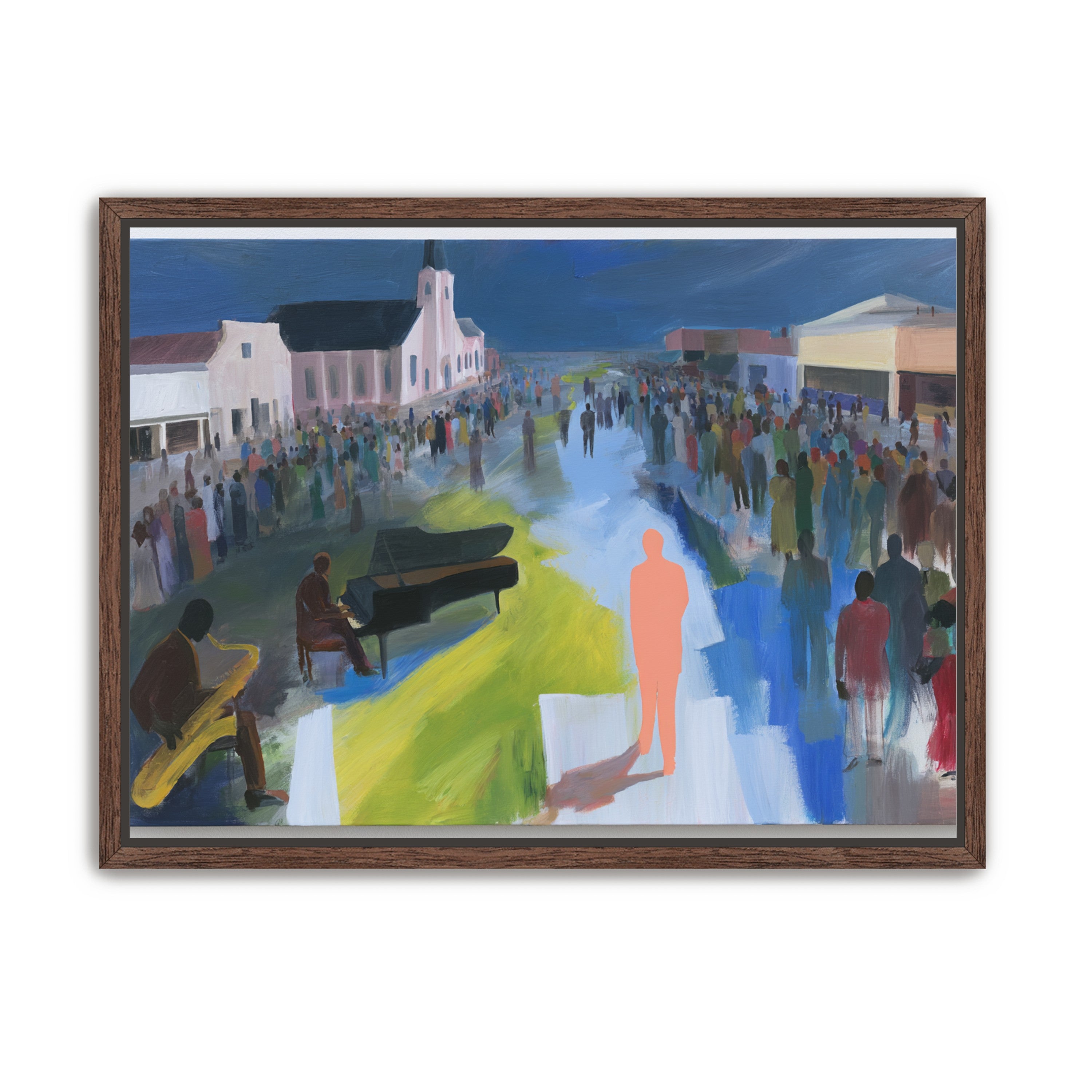 Crowd around the musicians