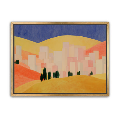 Blue sky over peach city