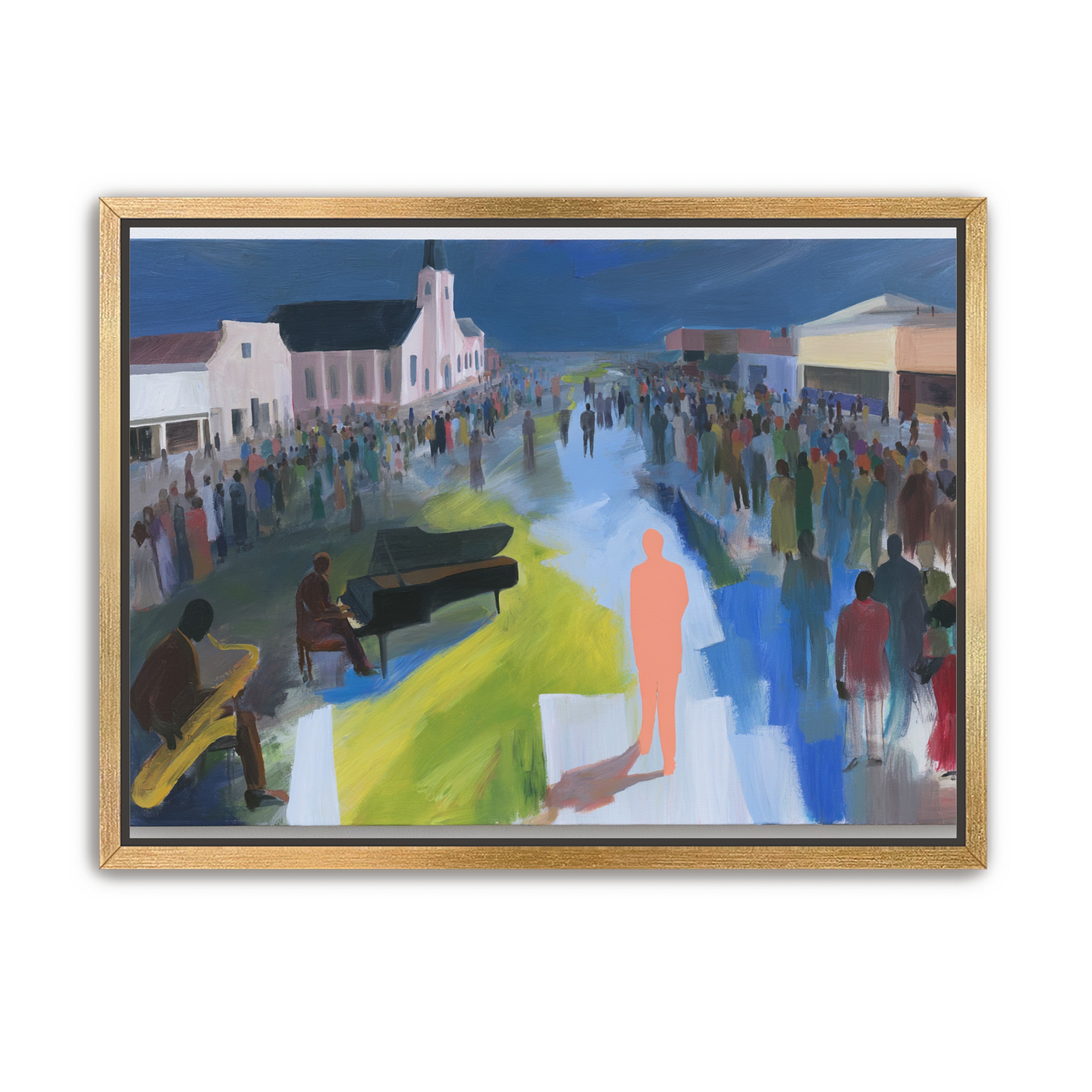 Crowd around the musicians