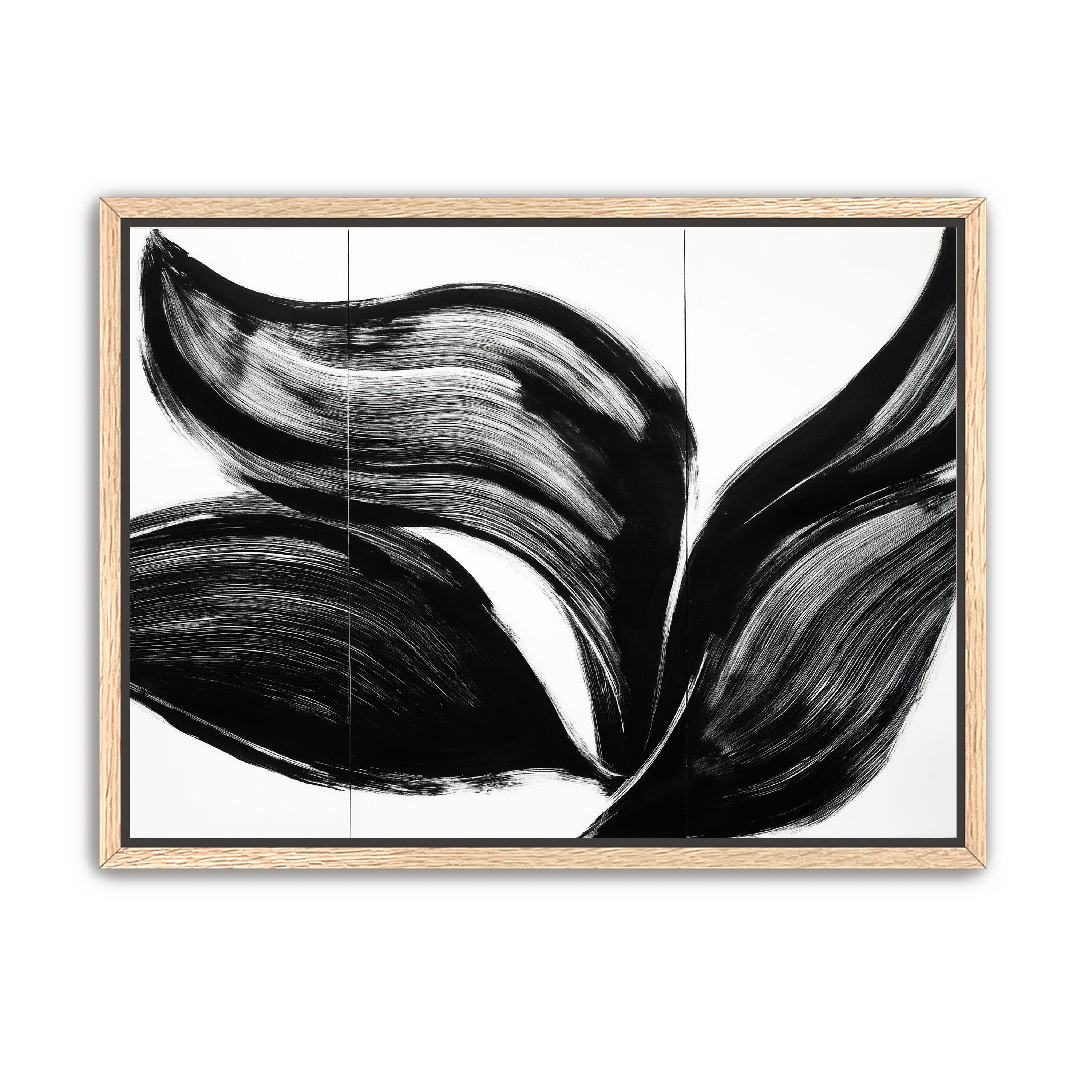 Three petals in black ink
