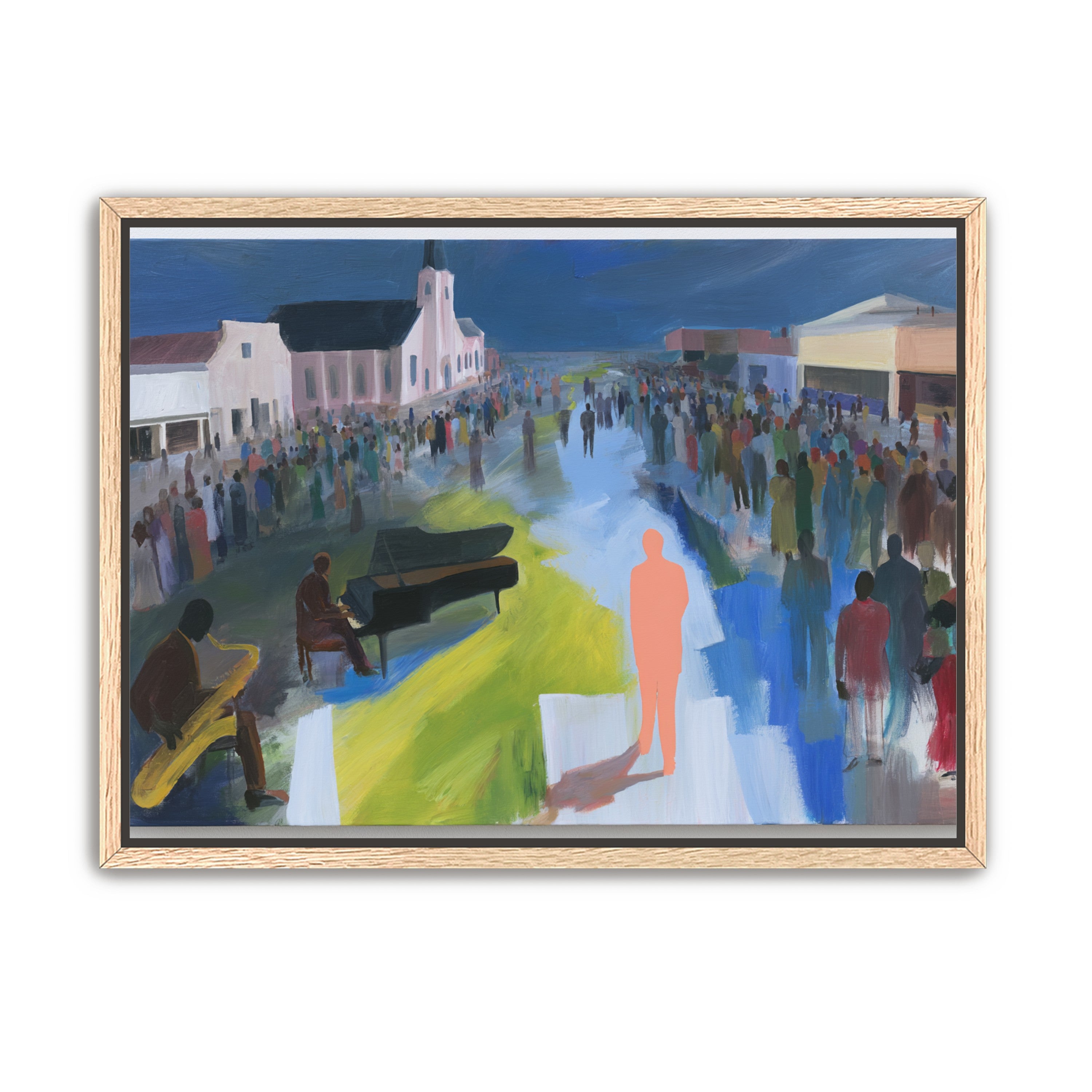 Crowd around the musicians