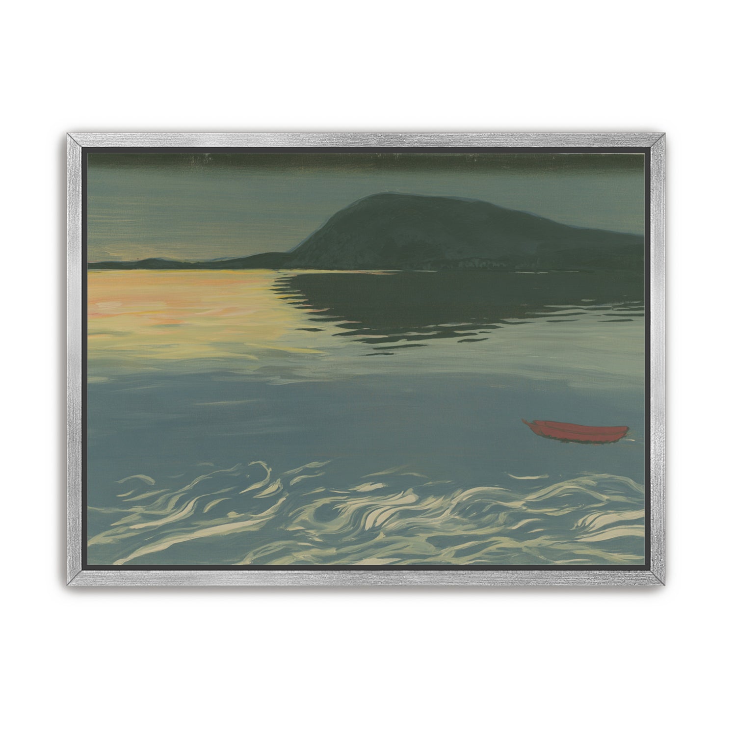 Red boat on still water