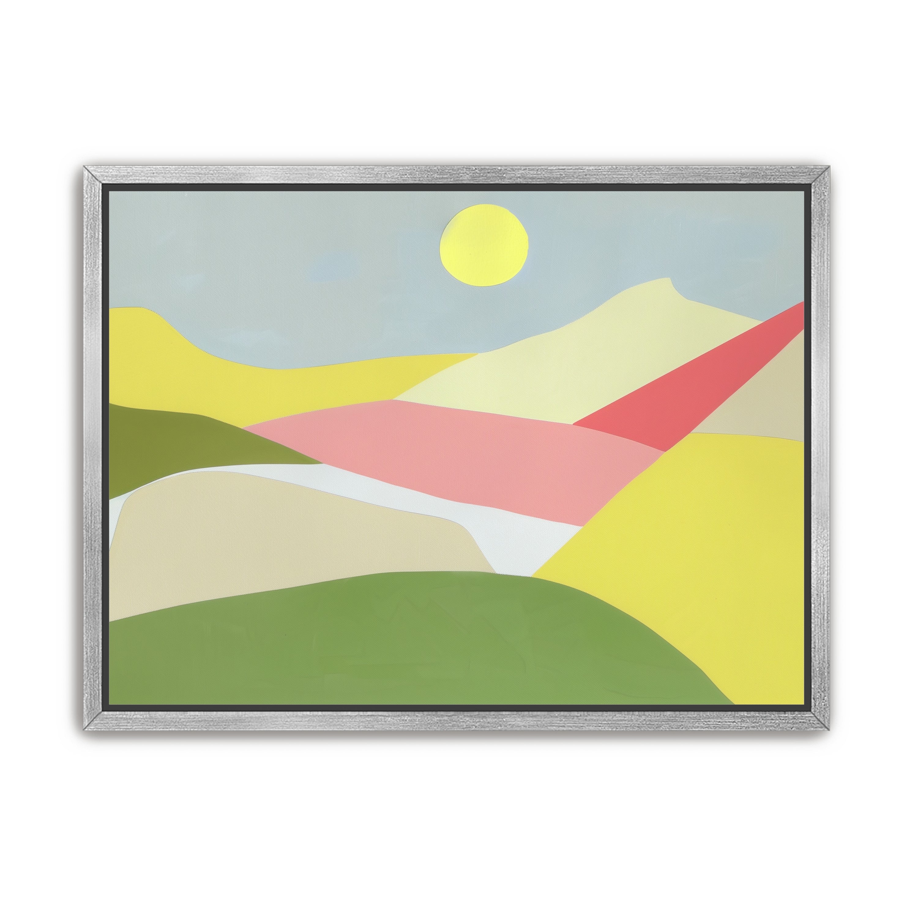Yellow sun over red fields