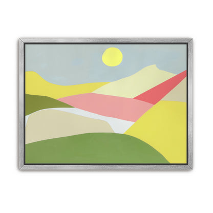 Yellow sun over red fields
