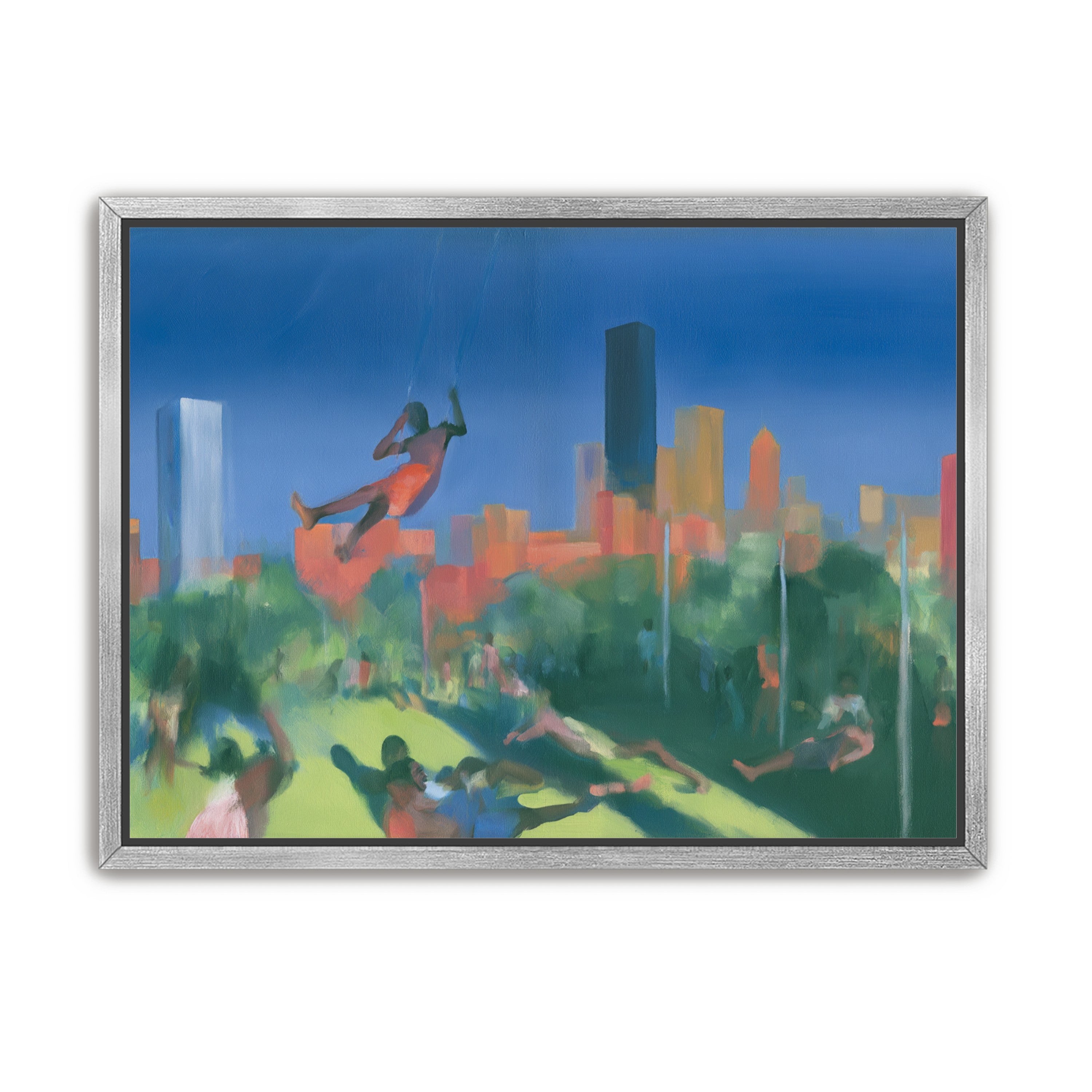 Swinging over the city park