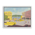 Yellow boats among pastel buildings