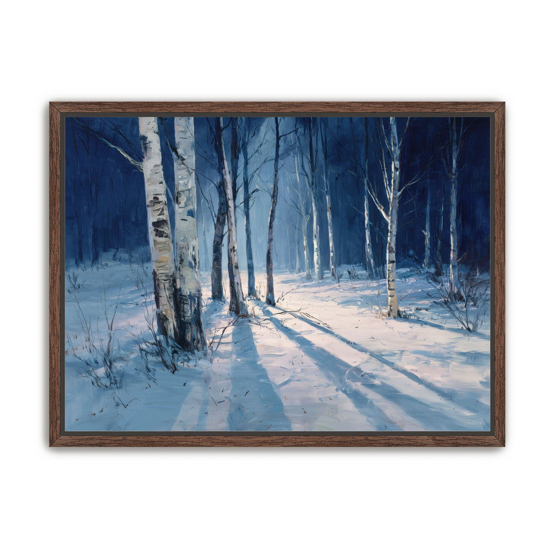 Snow Shadows Between Trunks