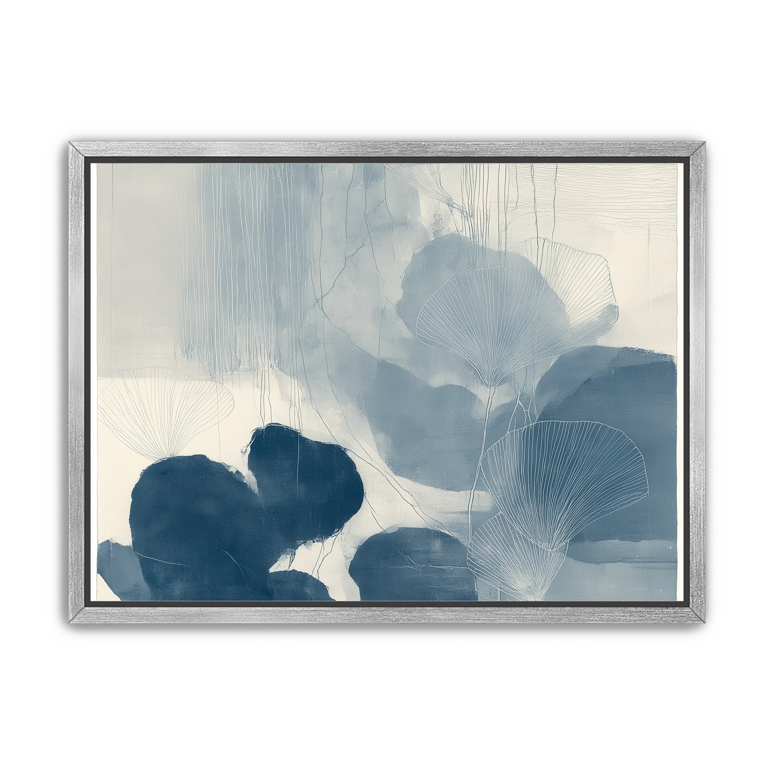 Fan leaves in blue wash