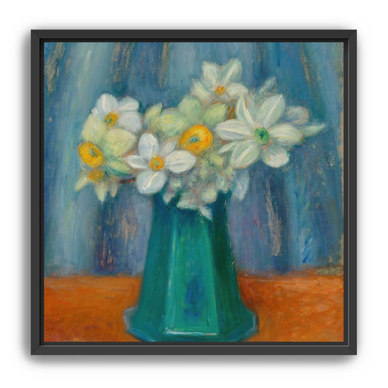 Daisies in green glass