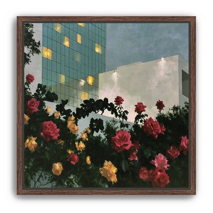 Roses under office lights