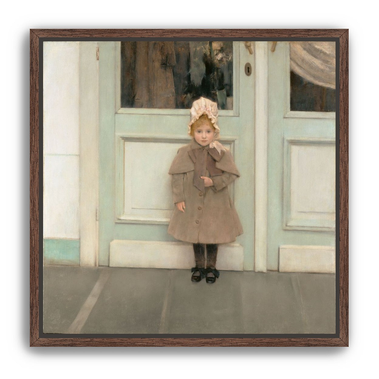 A child beneath pale doors