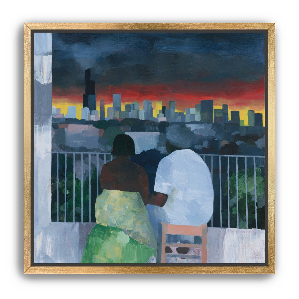 Two on the balcony at dusk