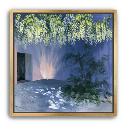 Light beneath hanging blossoms