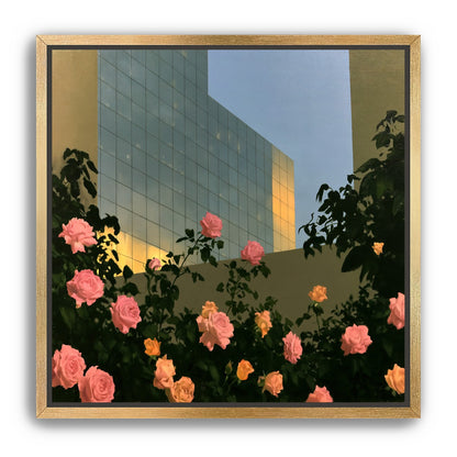 Roses against the glass wall