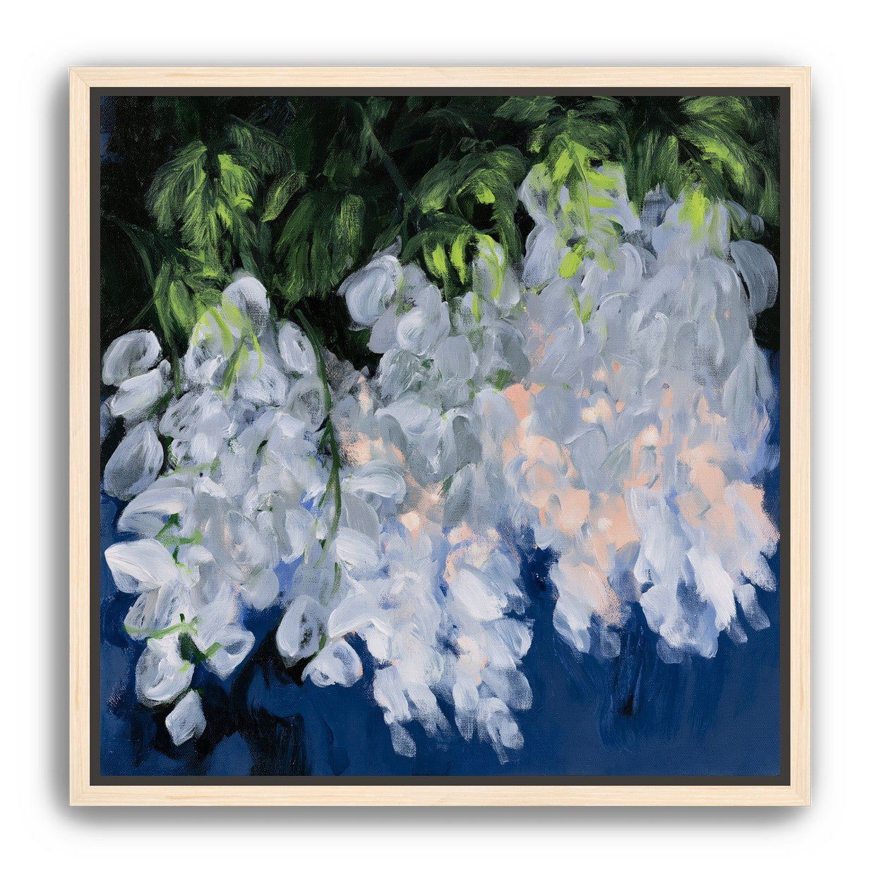 White blooms in blue shade