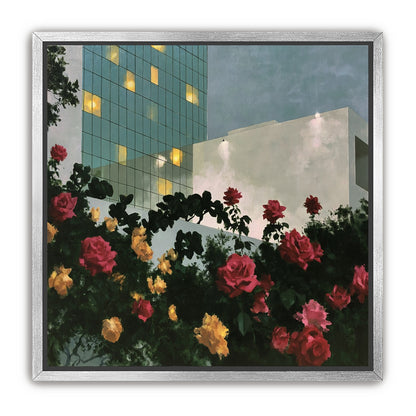 Roses under office lights