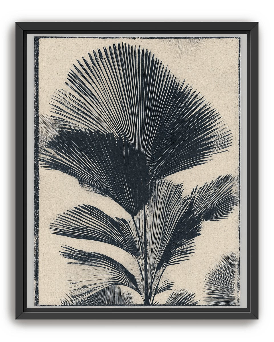 Palm fronds in black ink