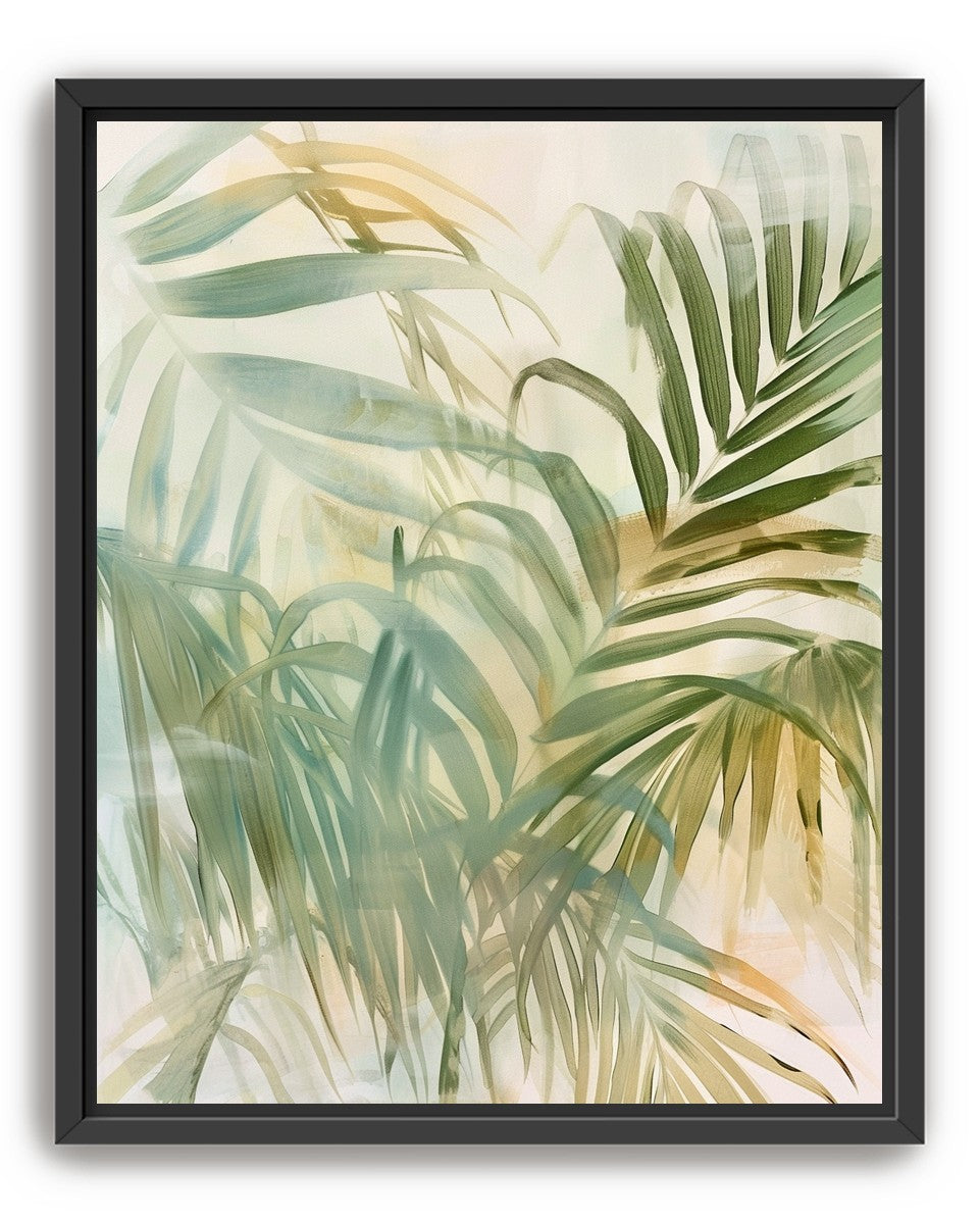 Palm leaves in pale wash