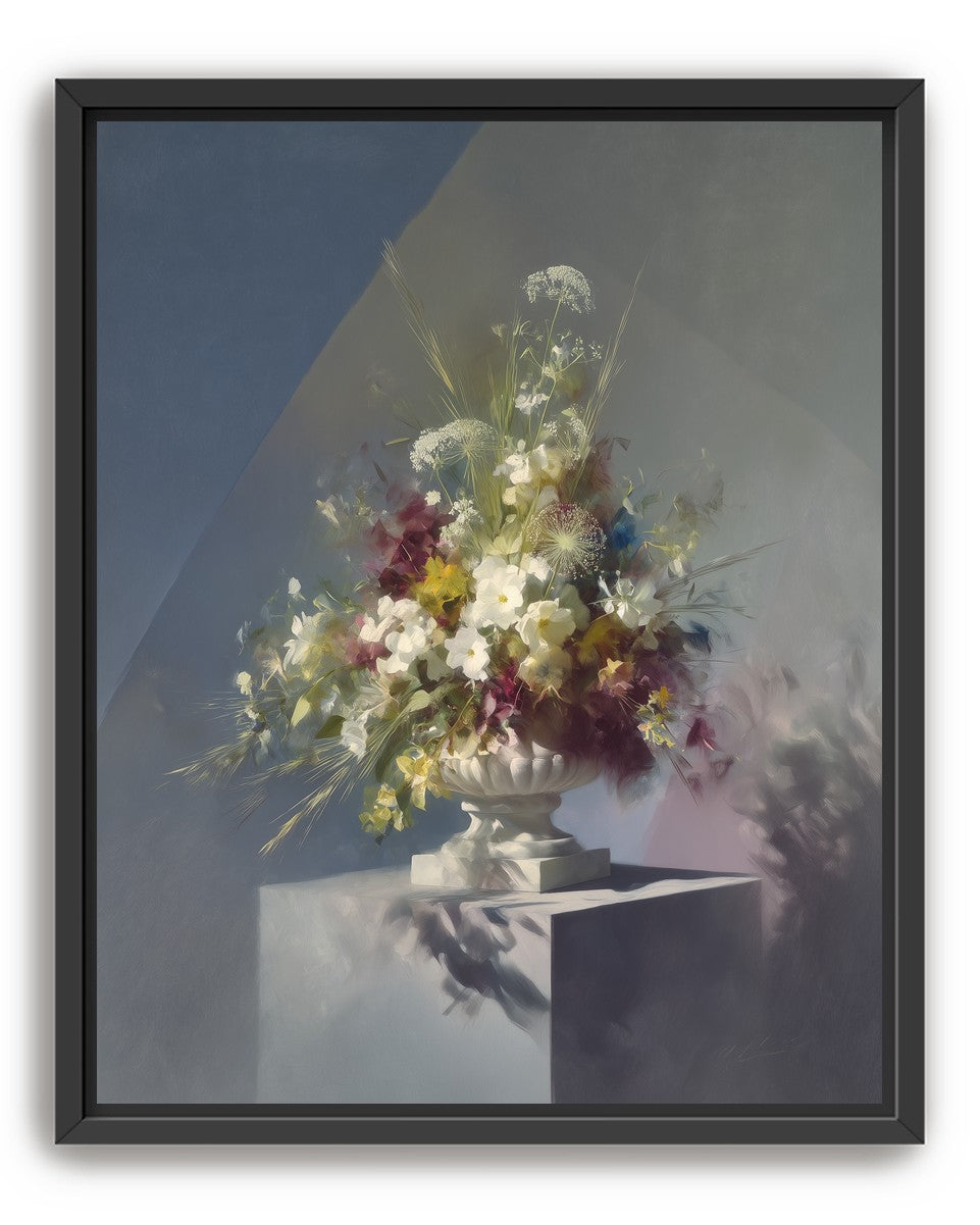 White urn within angled light