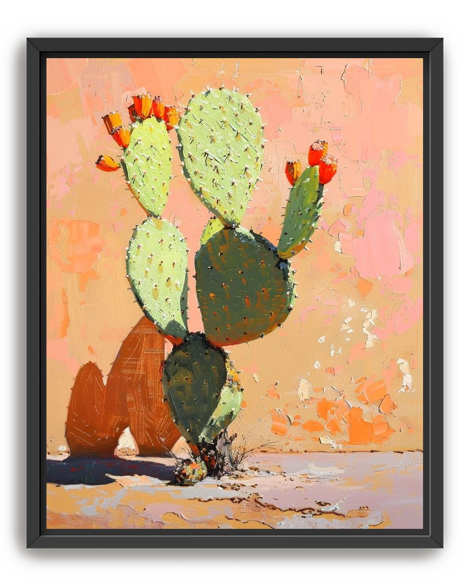 Prickly pear in sunlit plaster