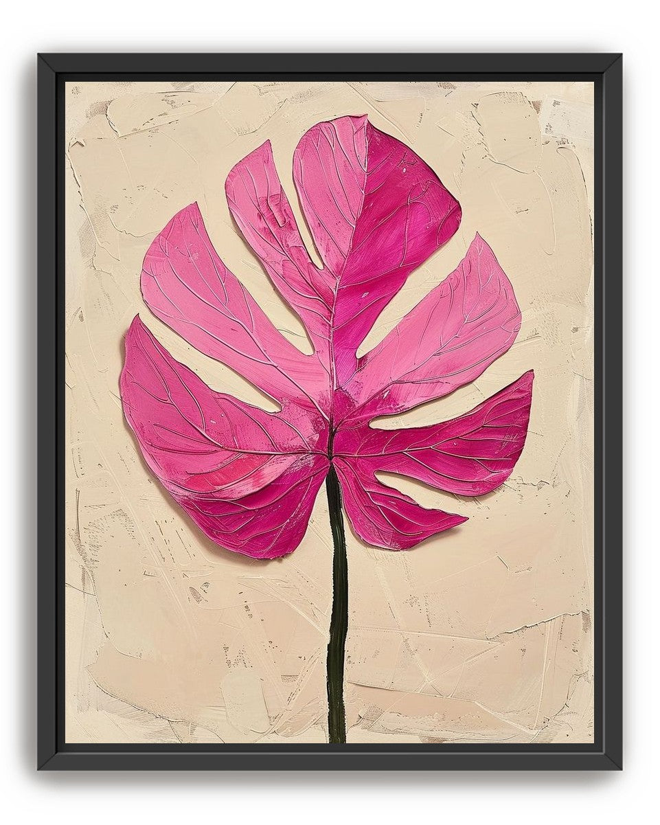 Pink leaf on plaster white