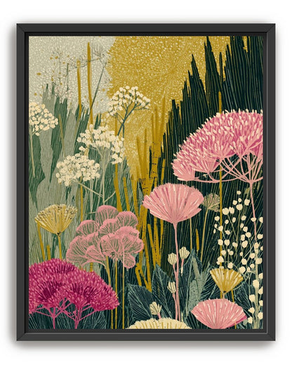 Wildflowers pressing into dusk
